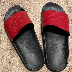 Gucci Red and Black Slides
